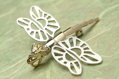 14k White and Yellow Gold Dragonfly Pendant & Brooch
