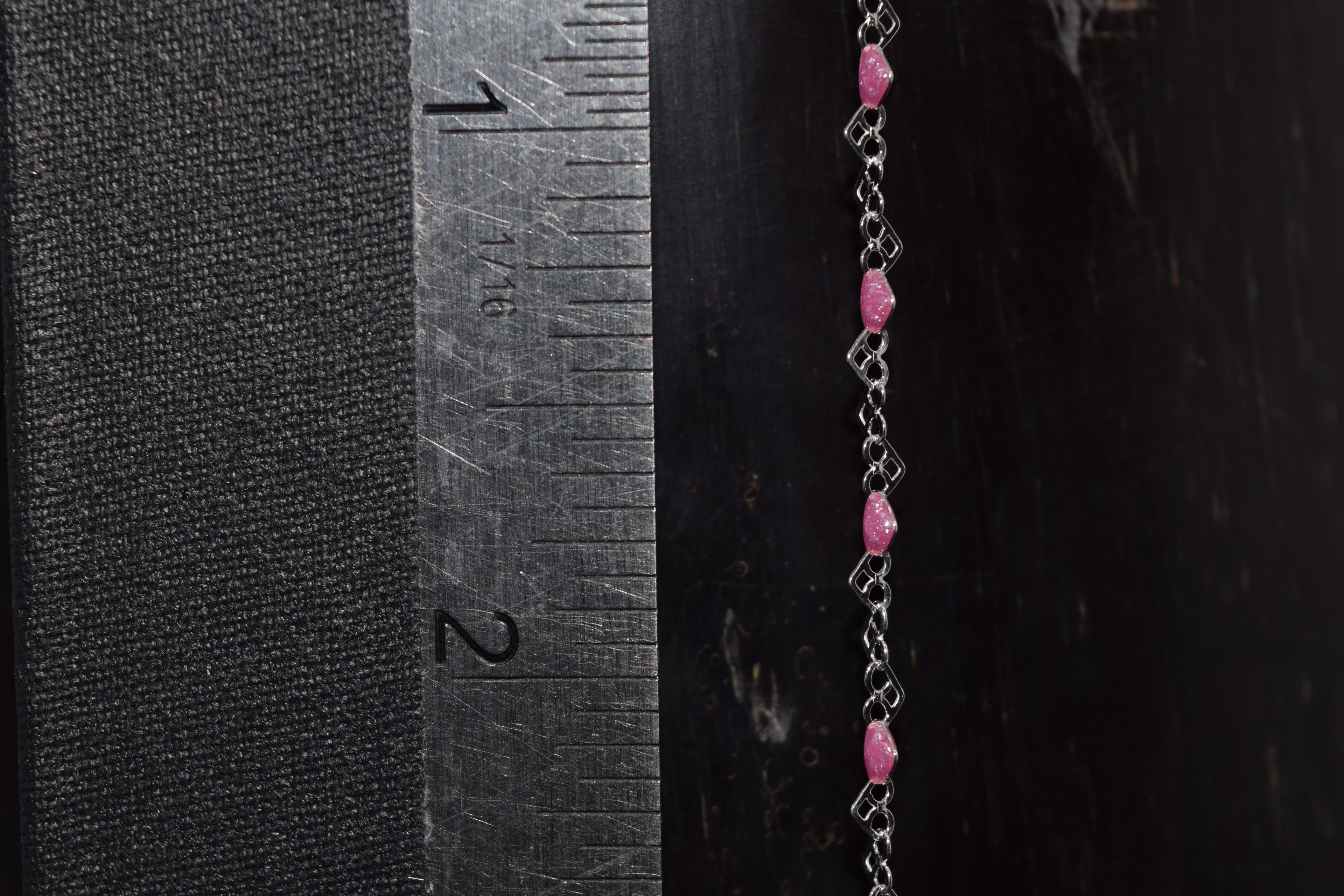 Sterling Silver Pink Enamel Heart Chain – Permanent Jewelry