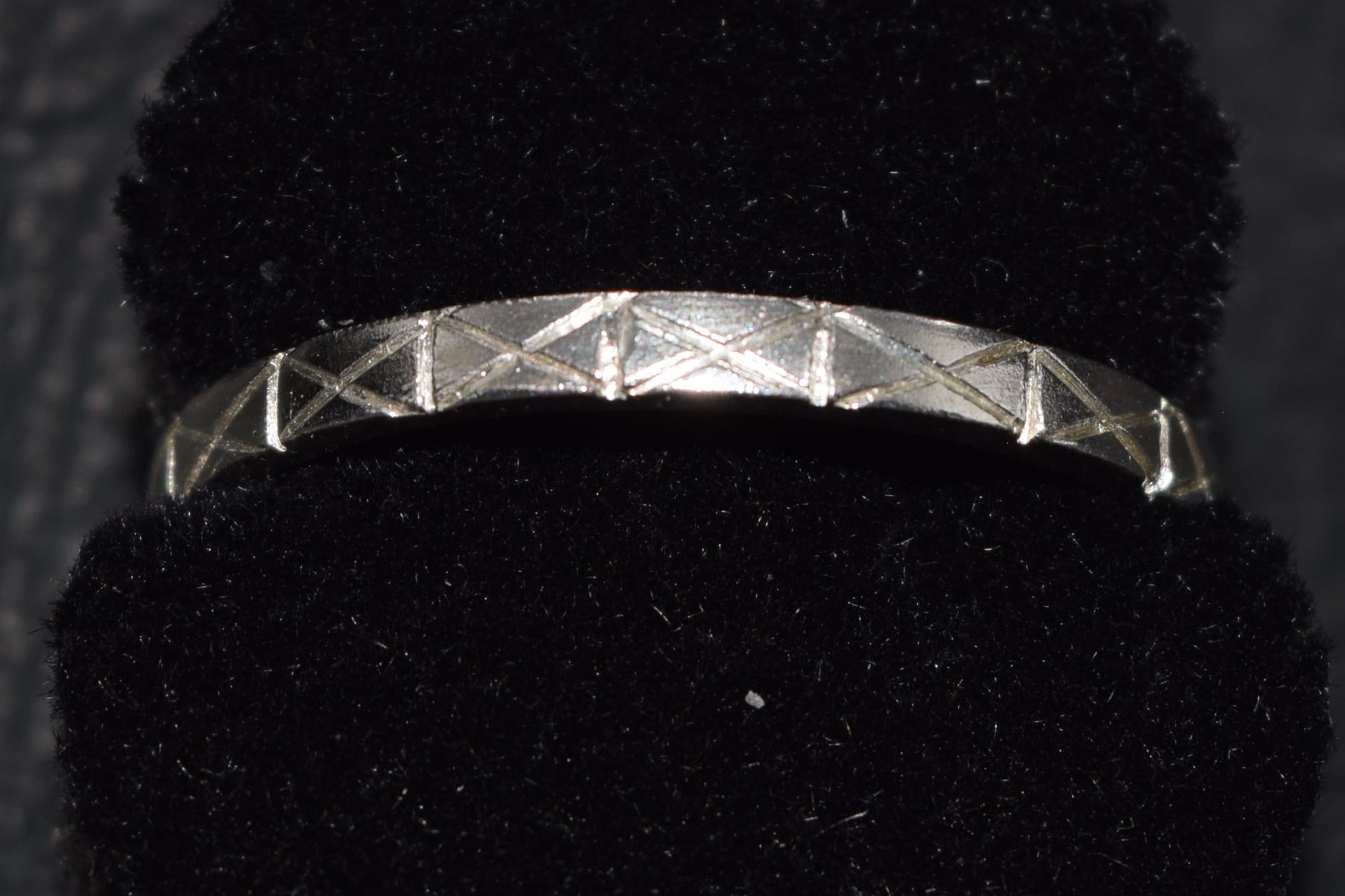 Handmade Sterling Silver Crosshatch Band Ring – Size 7.25