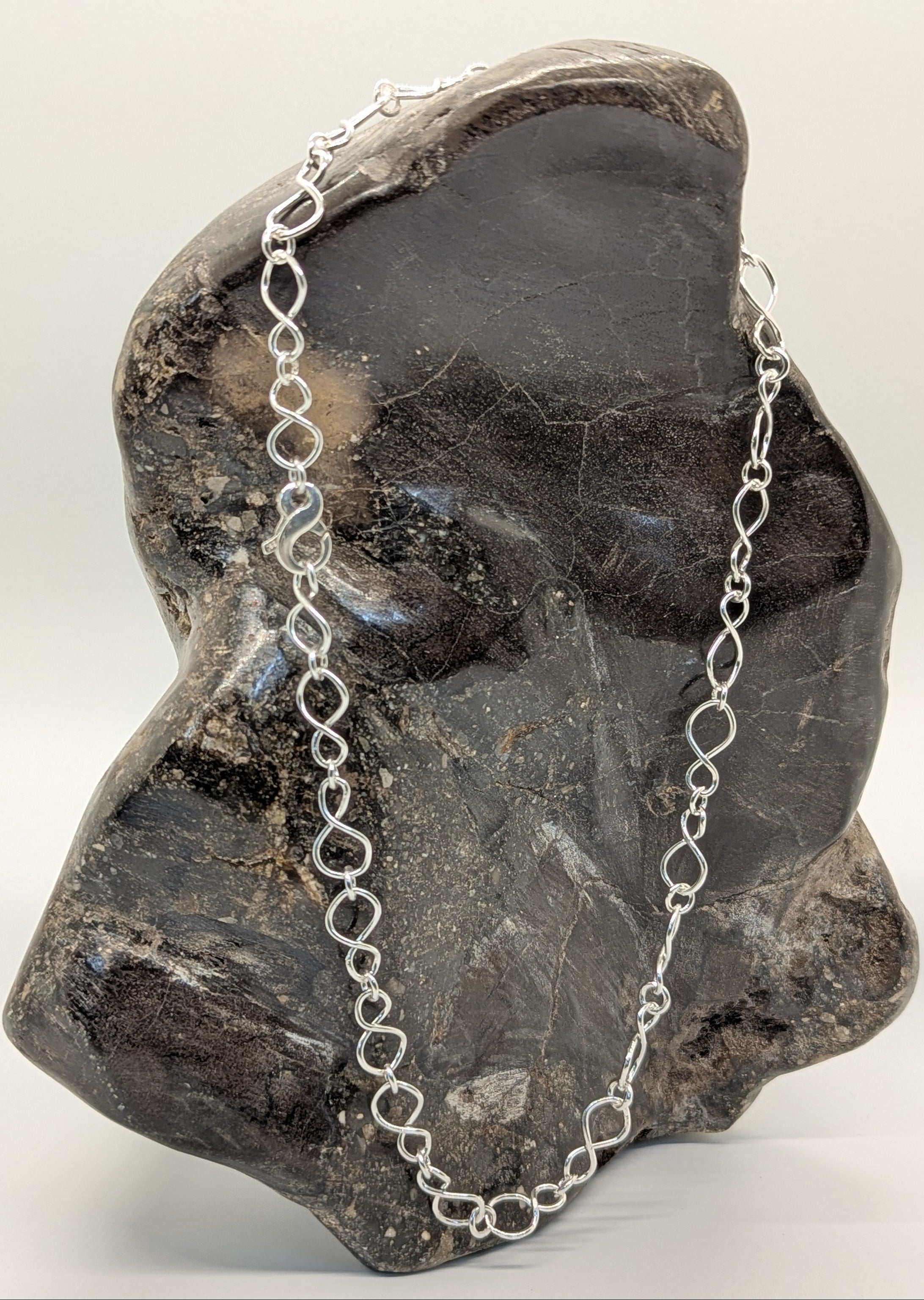 Handmade Sterling Silver Offset Twisted Link Necklace – 18.25"