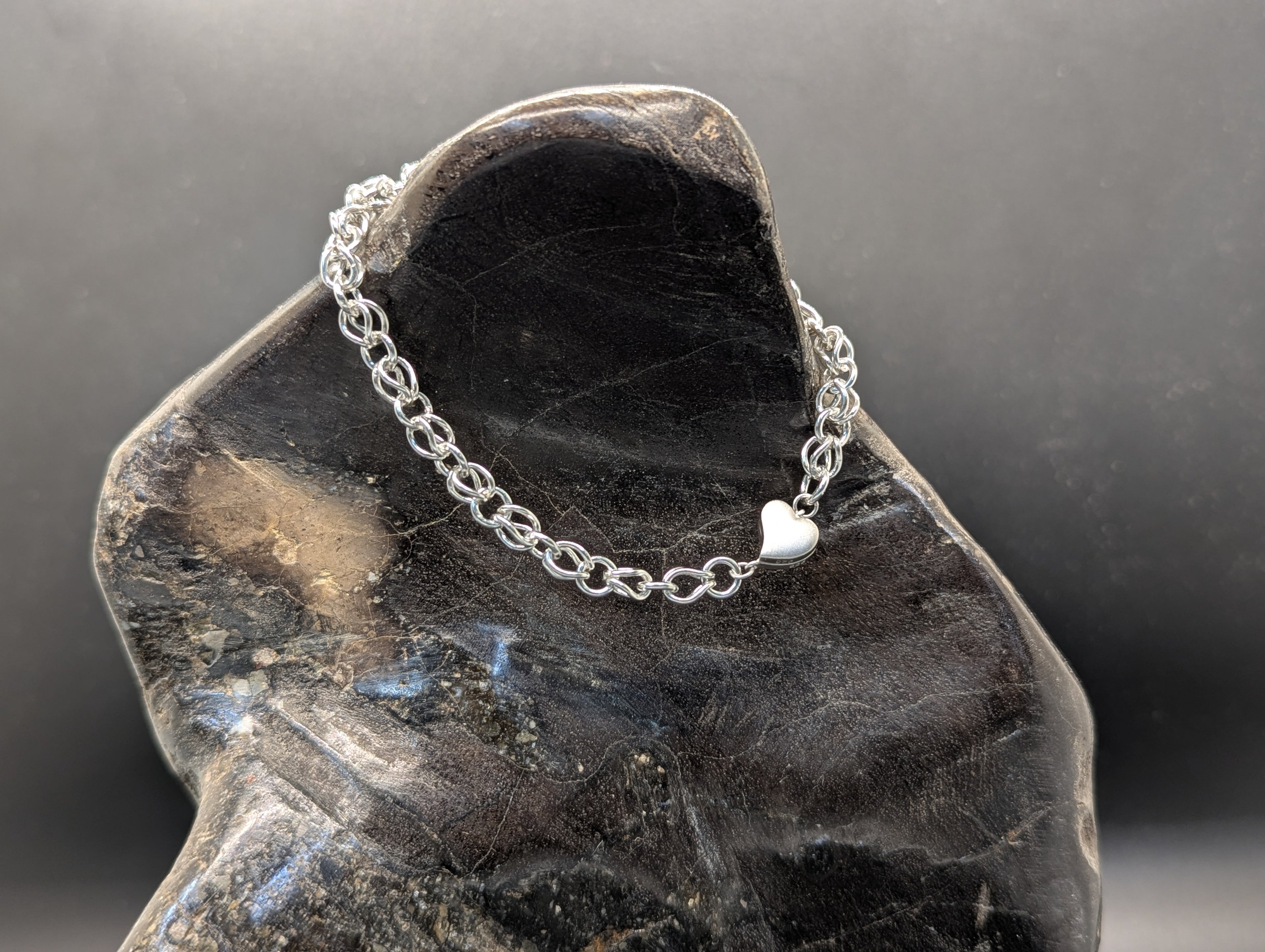 Sterling Silver chain bracelet with a heart magnetic clasp